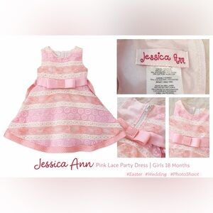 Jessica Ann Baby Girl Pink Lace Party Dress 18M Easter Wedding Photo Outfit